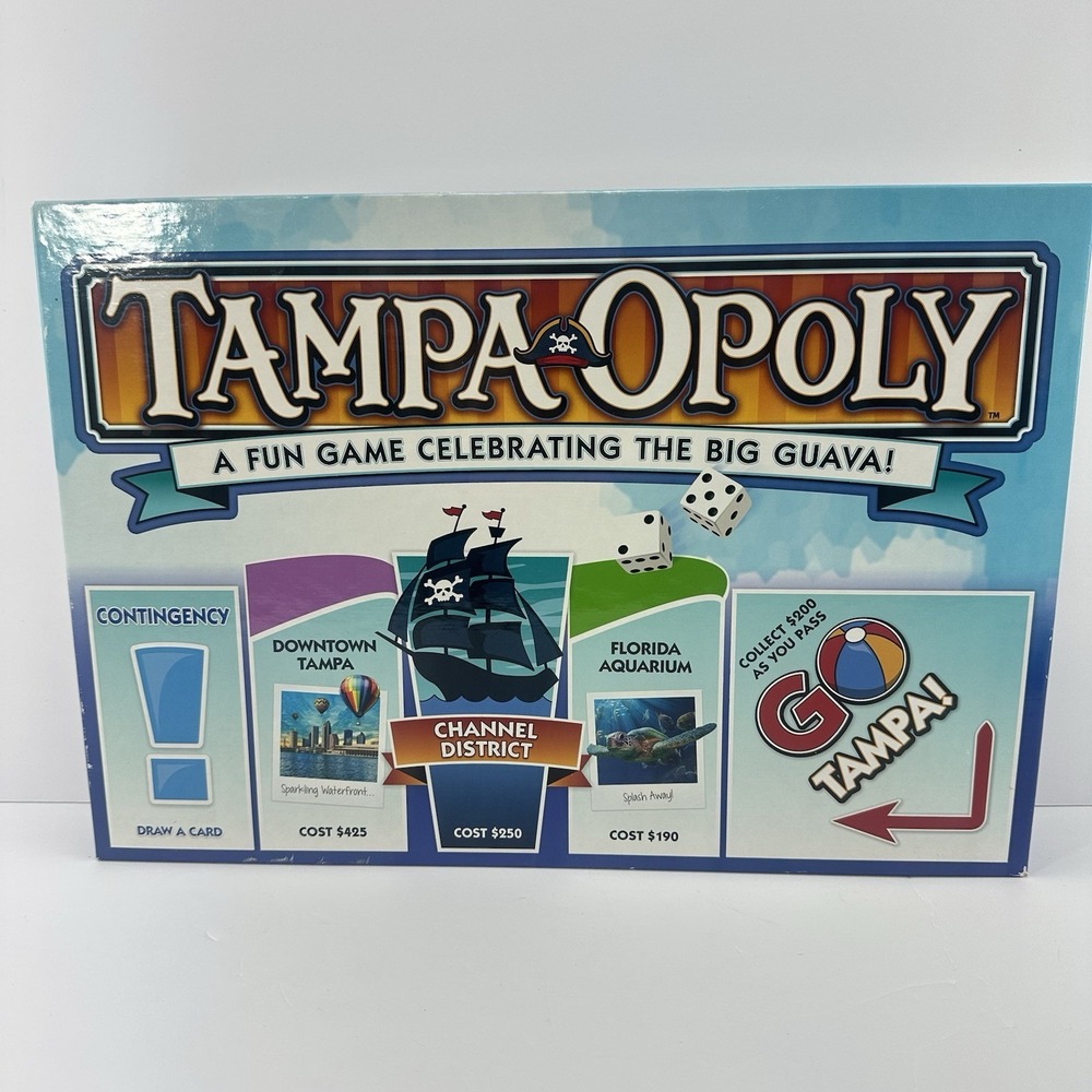 Tampa-Opoly Board Game Open Box Monopoly Style Tampa Landmarks VTG Complete